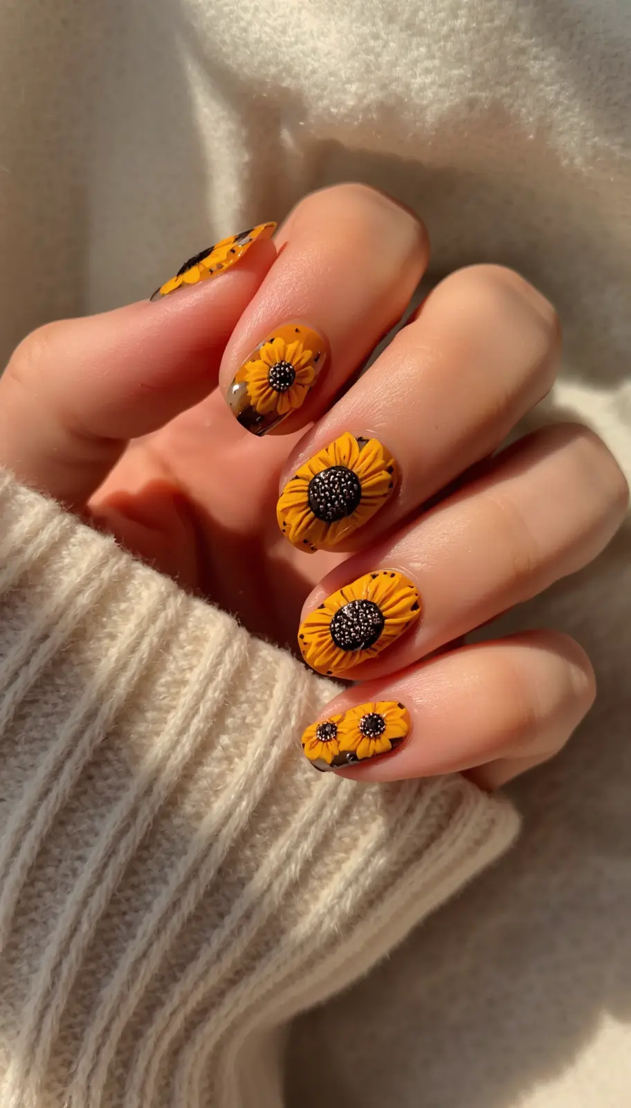 Sunflower Accent nail design