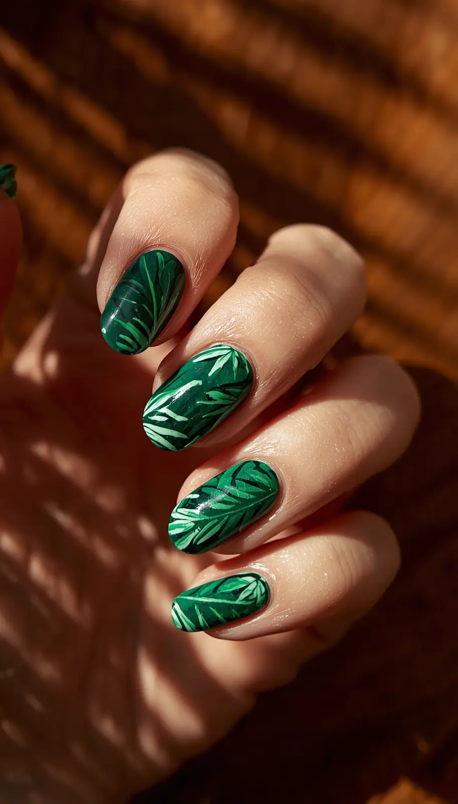 Tropical Paradise Leaf Nails