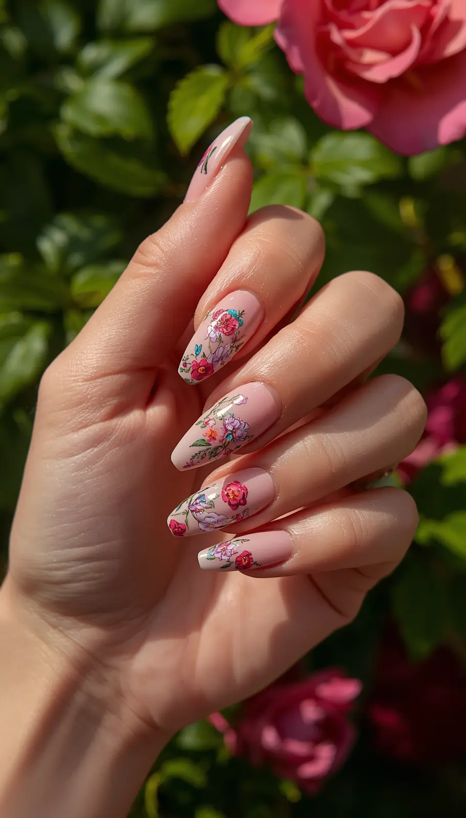 Romantic Botanical Bloom Nails