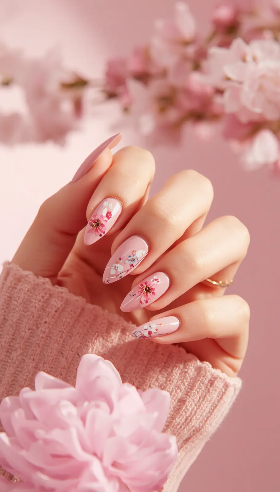 Korean Blush Bloom Nails