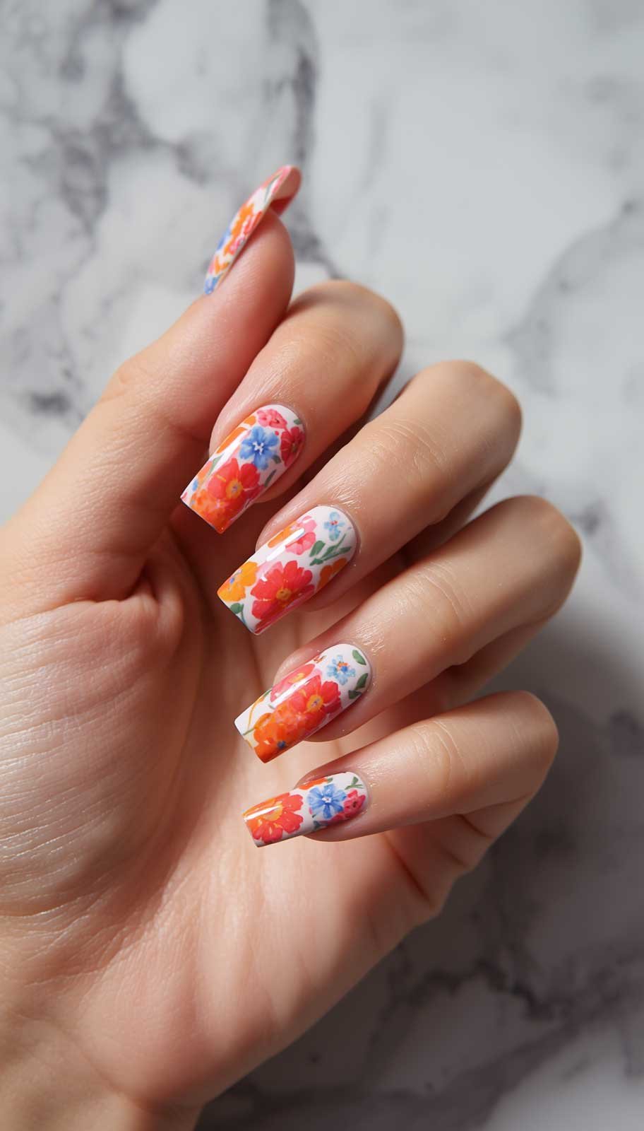 Floral Print Nails