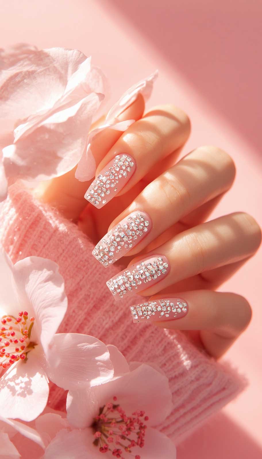 Rhinestone Studded nail design